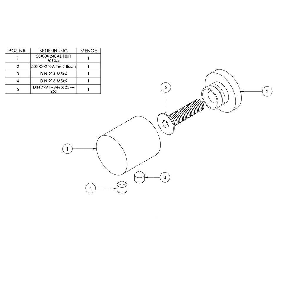 Querstabendhalter flacher Anschluss, Ausführung Links, für Stab ø 12 mm