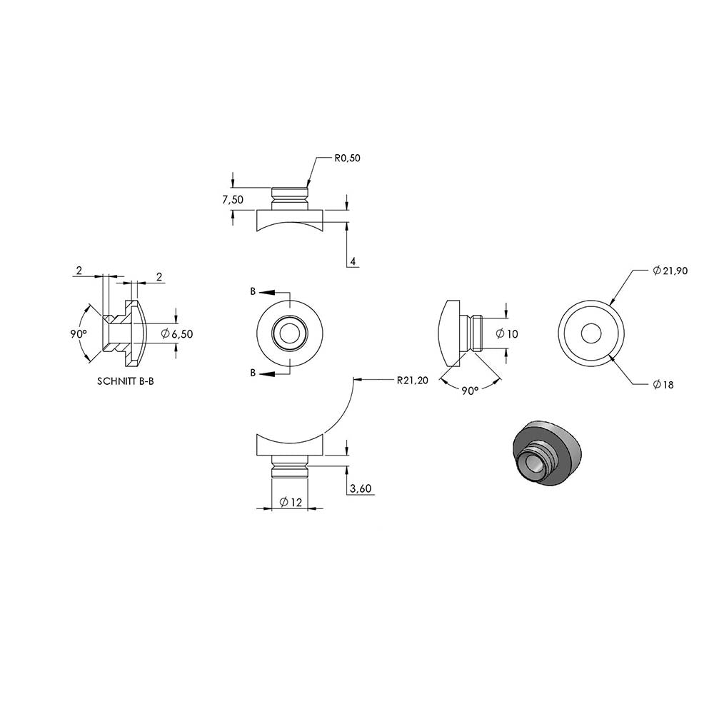 Querstabhalter für Handlauf, Anschluss für ø 42,4mm Rohr, für Stab ø 14 mm