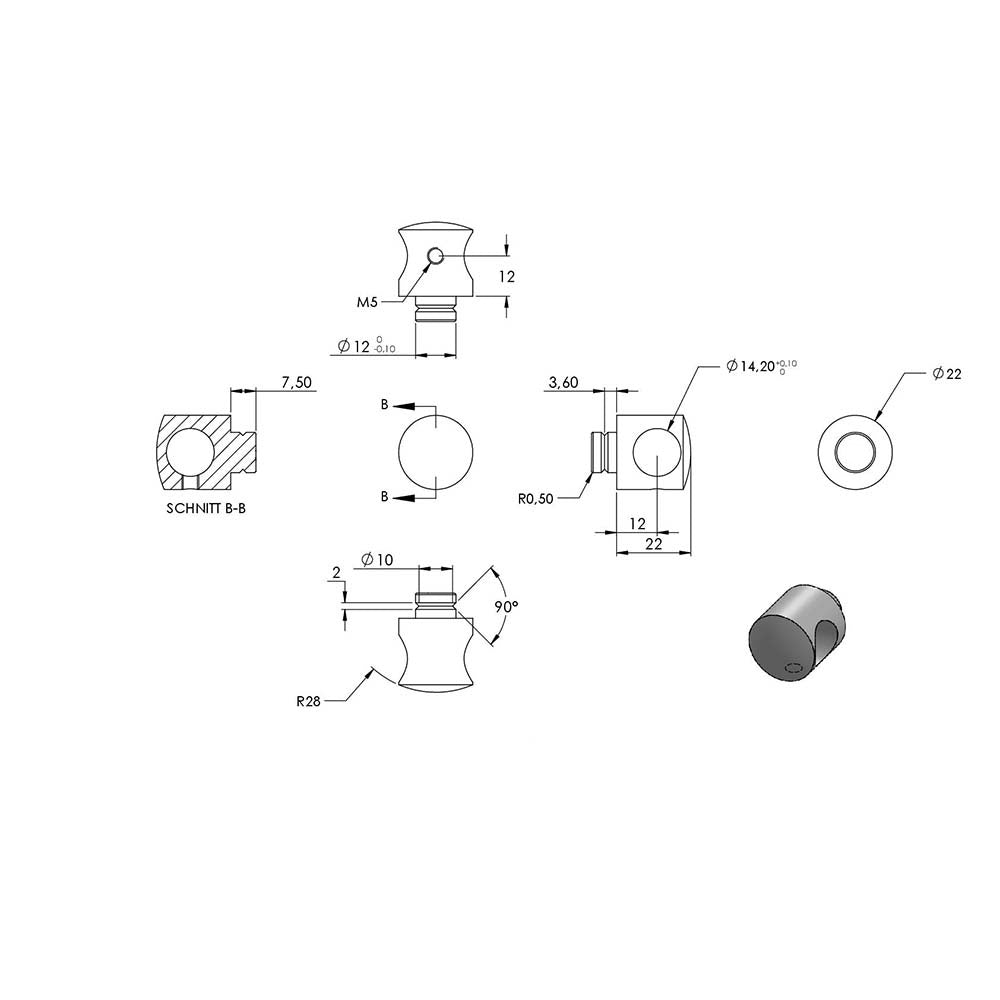 Doppelquerstabhalter, für Stab ø 12 mm an Stab ø 14mm