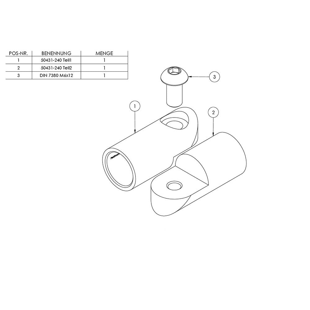 Stab-Verbindungsstück ø 18mm, flexibel, für Stab ø 14 mm, zum Kleben