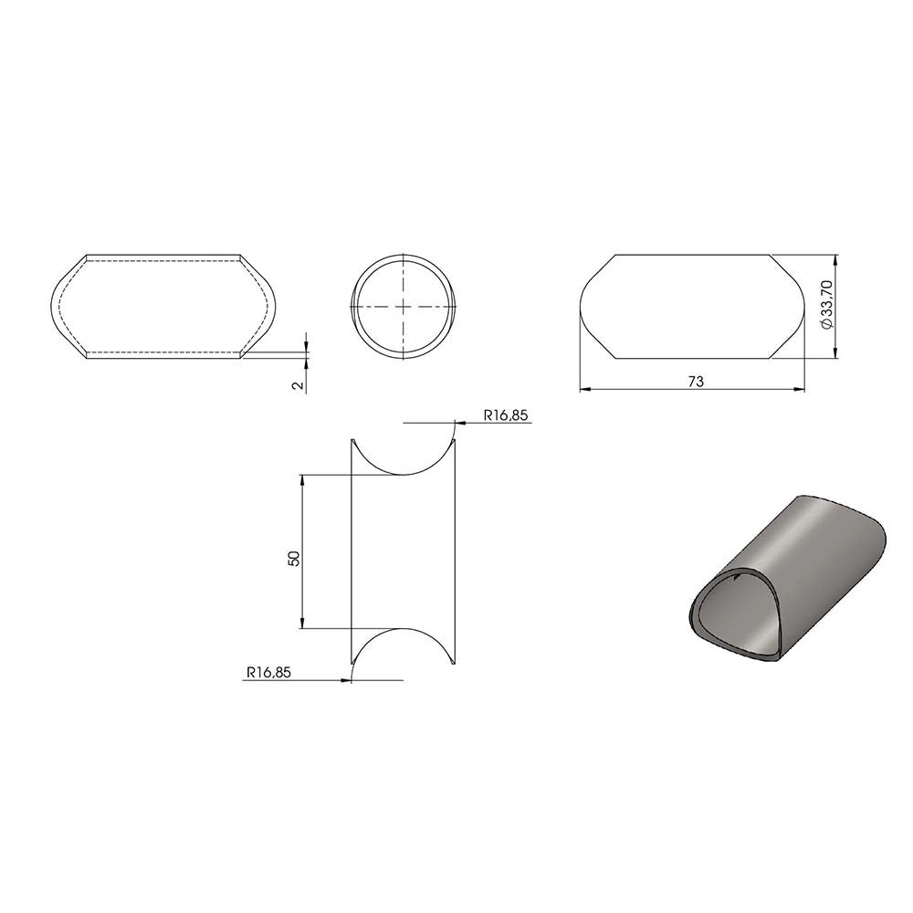Rohrverbindungsstück zum Anschweißen ø 33,7mm, für Rohr 33,7mm an Rohr 33,7mm
