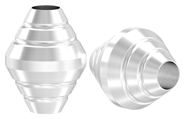 Edelstahl-Zierhülse, 45mm Höhe, 35mm Breite, mit 12,2mm Durchgangsbohrung