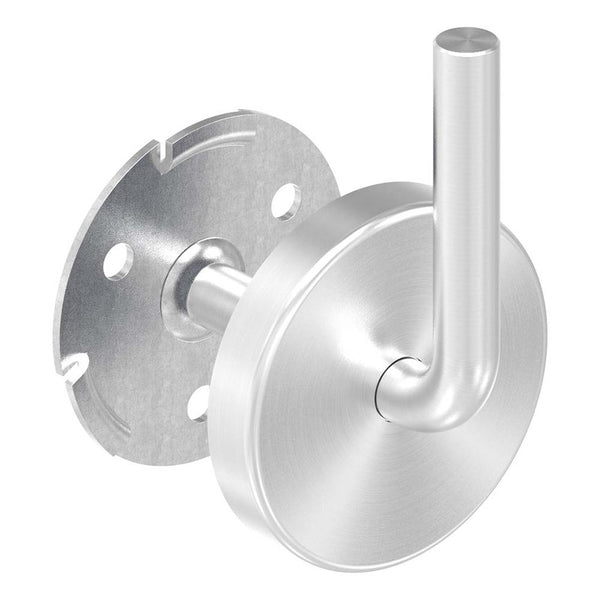 Handlaufhalter zur Wandbefestigung mit verschweißter Ronde, 70 x 12mm Rosette und 9mm Borhungen, zum Anschweißen