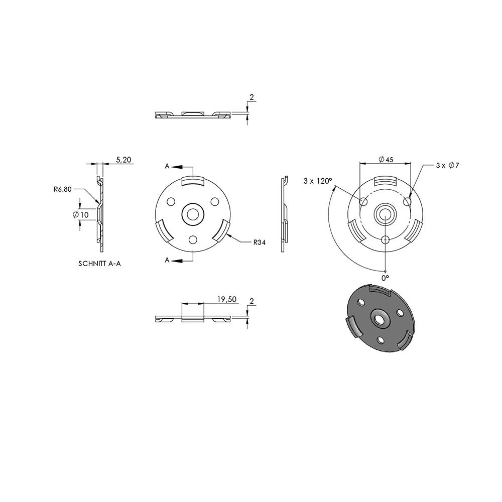 V4A Handlaufhalter zur Wandbefestigung inkl. Cliprosette 70 x 12mm, für Rohr ø 42,4mm