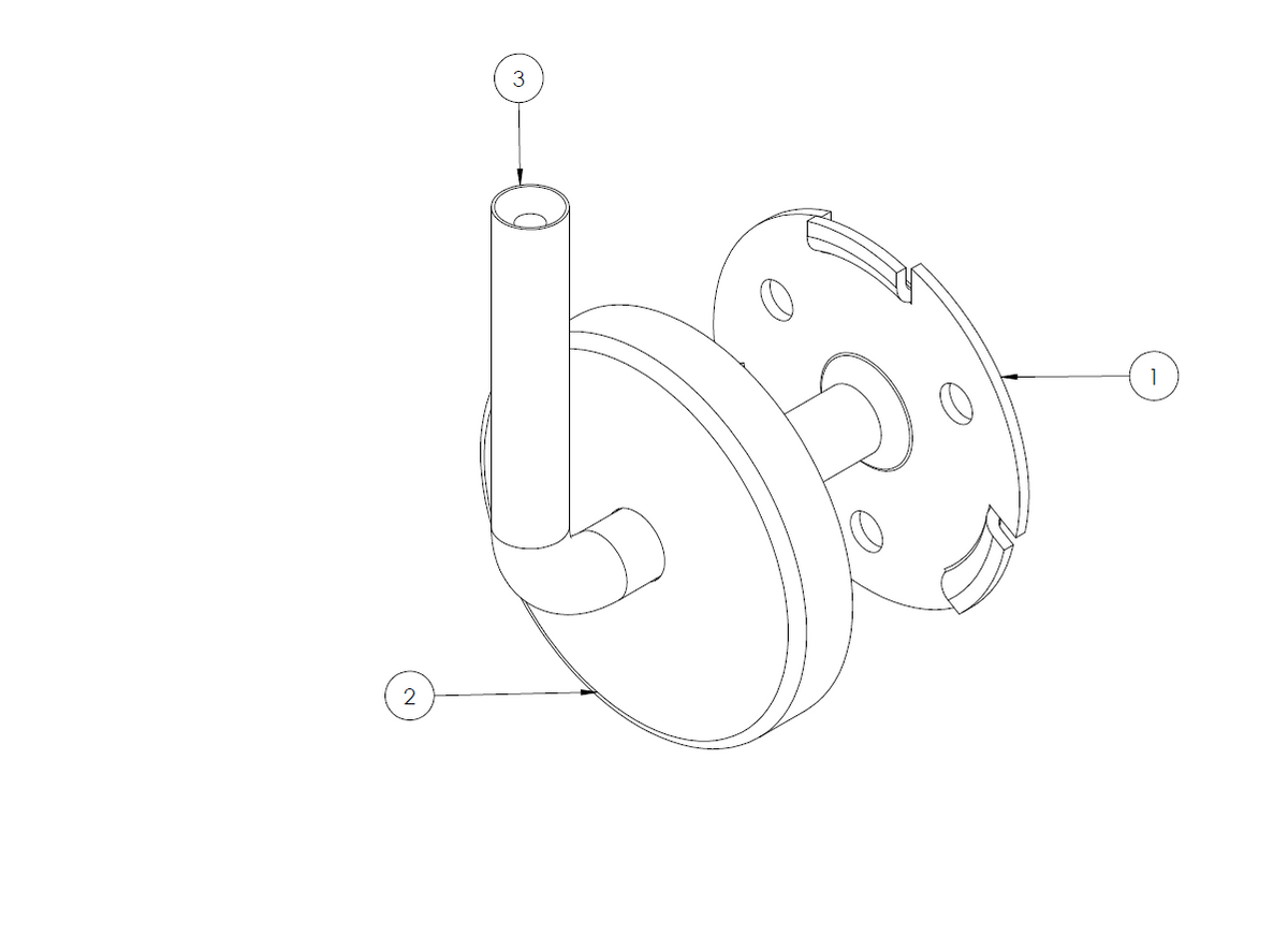 Handlaufhalter zur Wandbefestigung, mit verschweißter 70 x 2mm Ronde und Clip-Rosette, mit Innengewinde M6