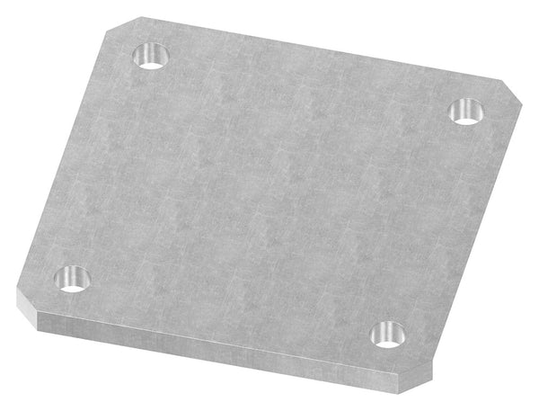Ankerplatte 150 x 150mm, Stärke 10mm, mit vier ø 13mm Rundlöcher, gelasert, Stahl roh