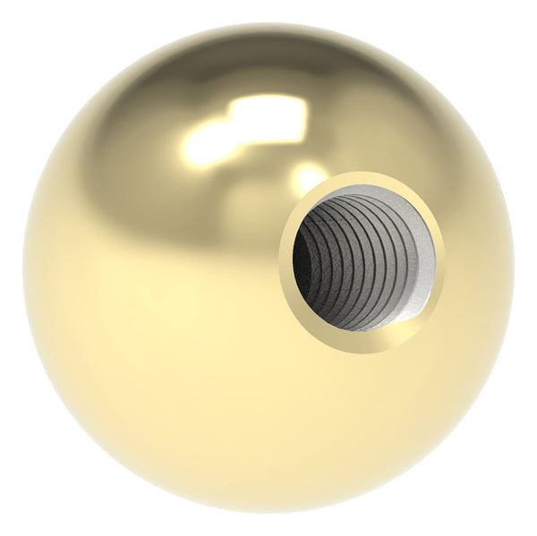 Messingkugel aus V2A Edelstahl massiv, Messing beschichtet, ø 15mm, mit M5 Gewinde