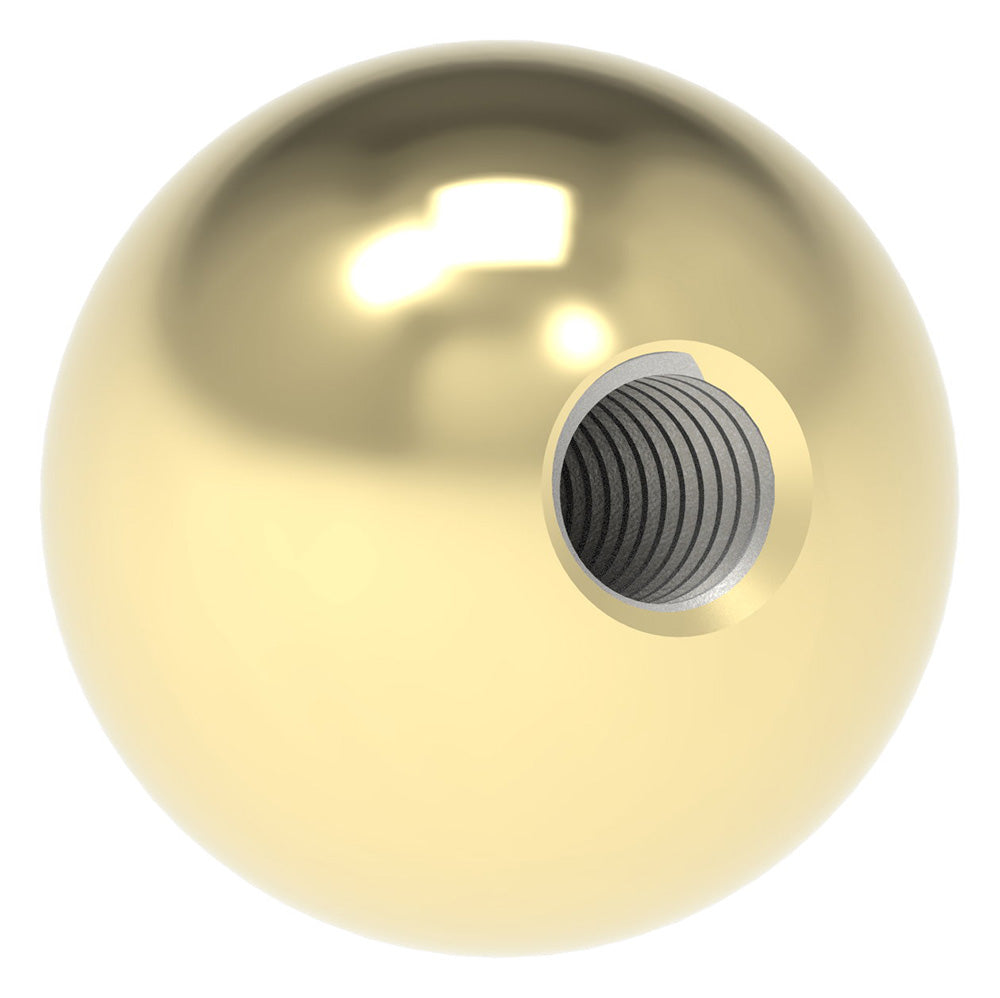 Messingkugel aus V2A Edelstahl massiv, Messing beschichtet, ø 20mm, mit M6 Gewinde