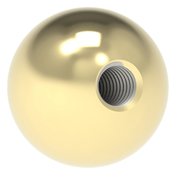 Messingkugel aus V2A Edelstahl massiv, Messing beschichtet, ø 20mm, mit M6 Gewinde
