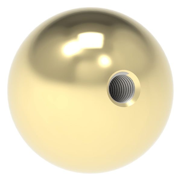 Messingkugel aus V2A Edelstahl massiv, Messing beschichtet, ø 30mm, mit M6 Gewinde
