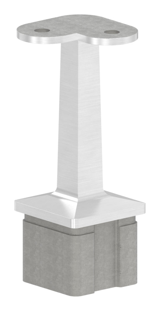 90° Handlaufstütze für 40 x 40 x 2,0mm Pfosten, mit Halteplatte für Vierkant-Handlauf