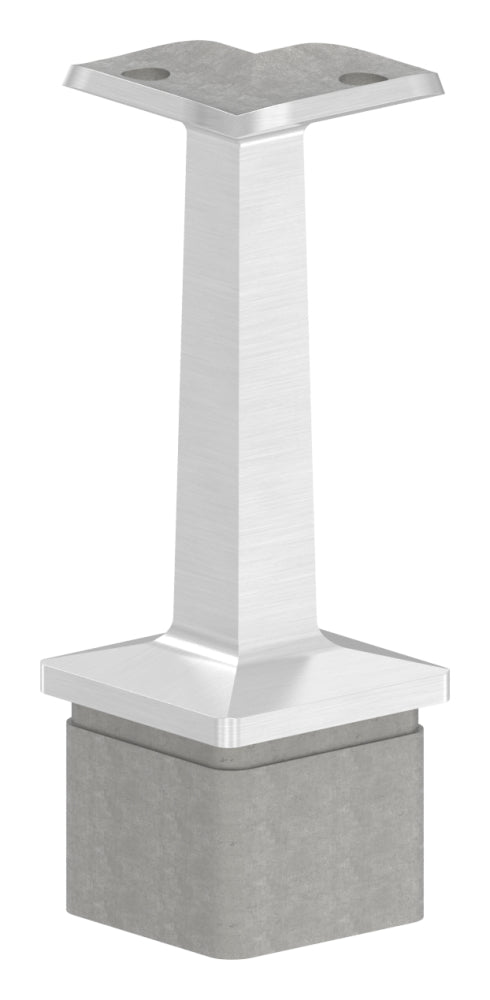 90° Handlaufstütze für 40 x 40 x 2,0mm Pfosten, mit Halteplatte für Handlauf ø 42,4mm