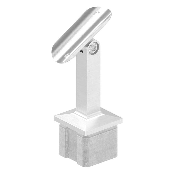 Handlaufstütze mit Gelenk für 40 x 40 x 2,0mm Pfosten, mit Halteplatte für ø 42,4mm Handlauf