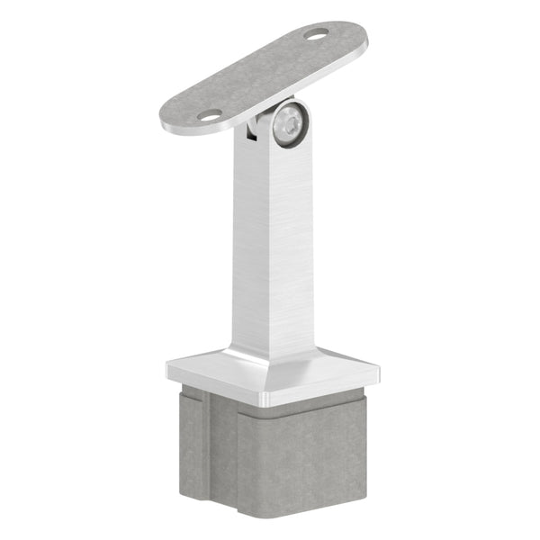 Handlaufstütze mit Gelenk für 40 x 40 x 2,0mm Pfosten, mit Halteplatte für Vierkant-Handlauf