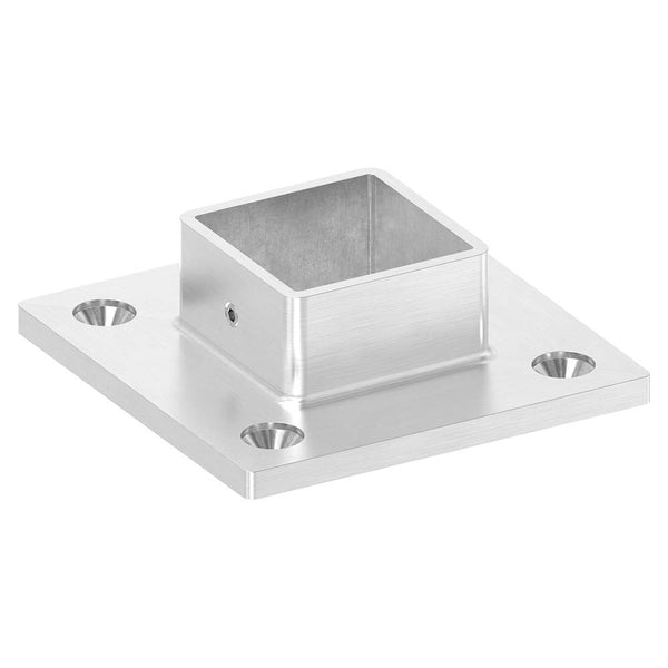 Wandflansch/Bodenanker, Platte ø 90 x 90 x 6mm, für Rohr 40 x 40 x 2mm mit Madenschraube seitlich