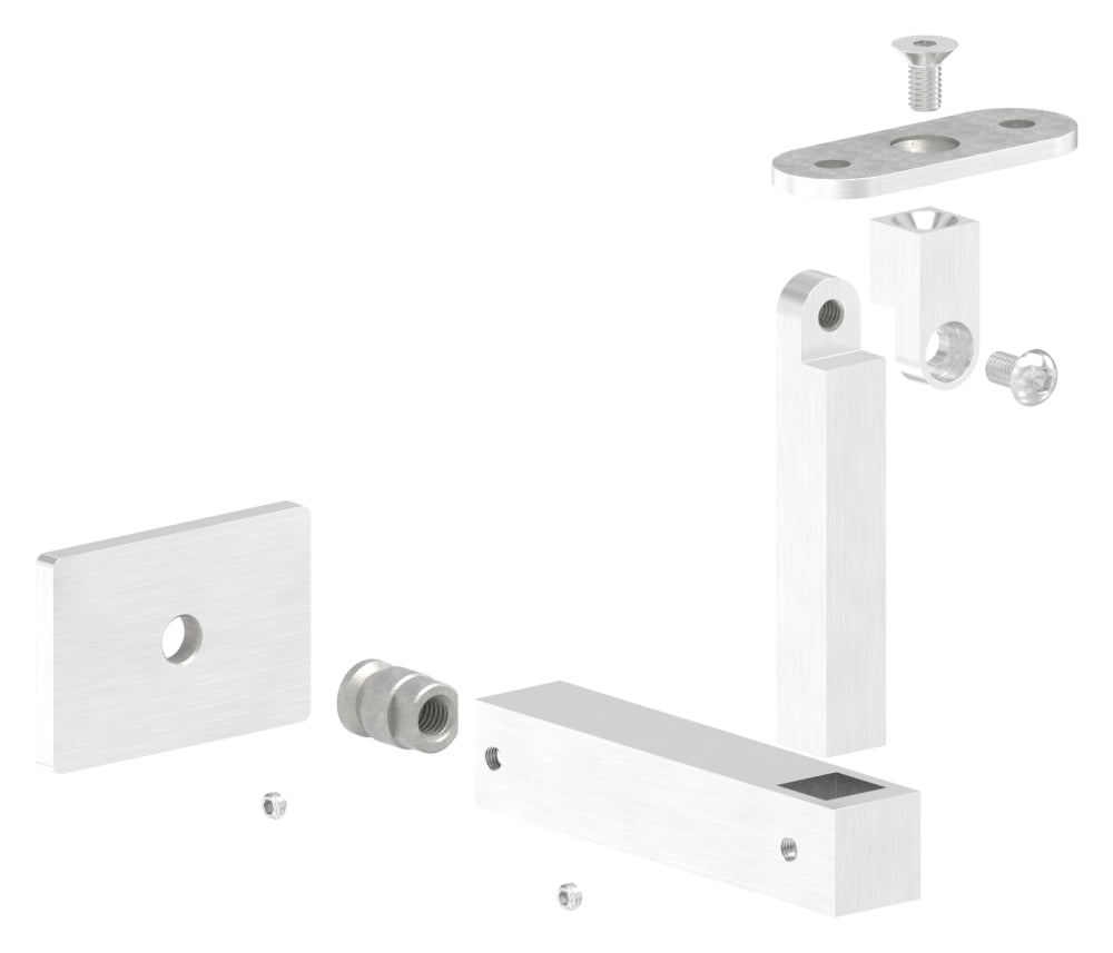 Handlaufhalter eckig, zur Wandbefestigung 360°drehbar, mit M8 Innengewinde, für Vierkantrohr