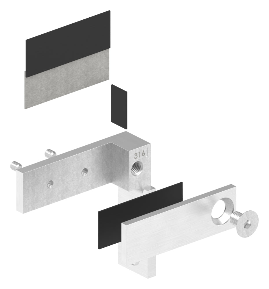 Glasverbinder für Wandmontage, für Glas 12,00 - 12,76mm, V4A