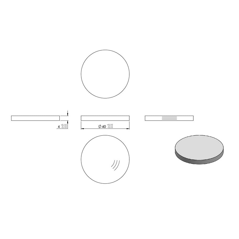 Ronde ø 40mm, Stärke 4mm, einseitig geschliffen, mit Rundschliff