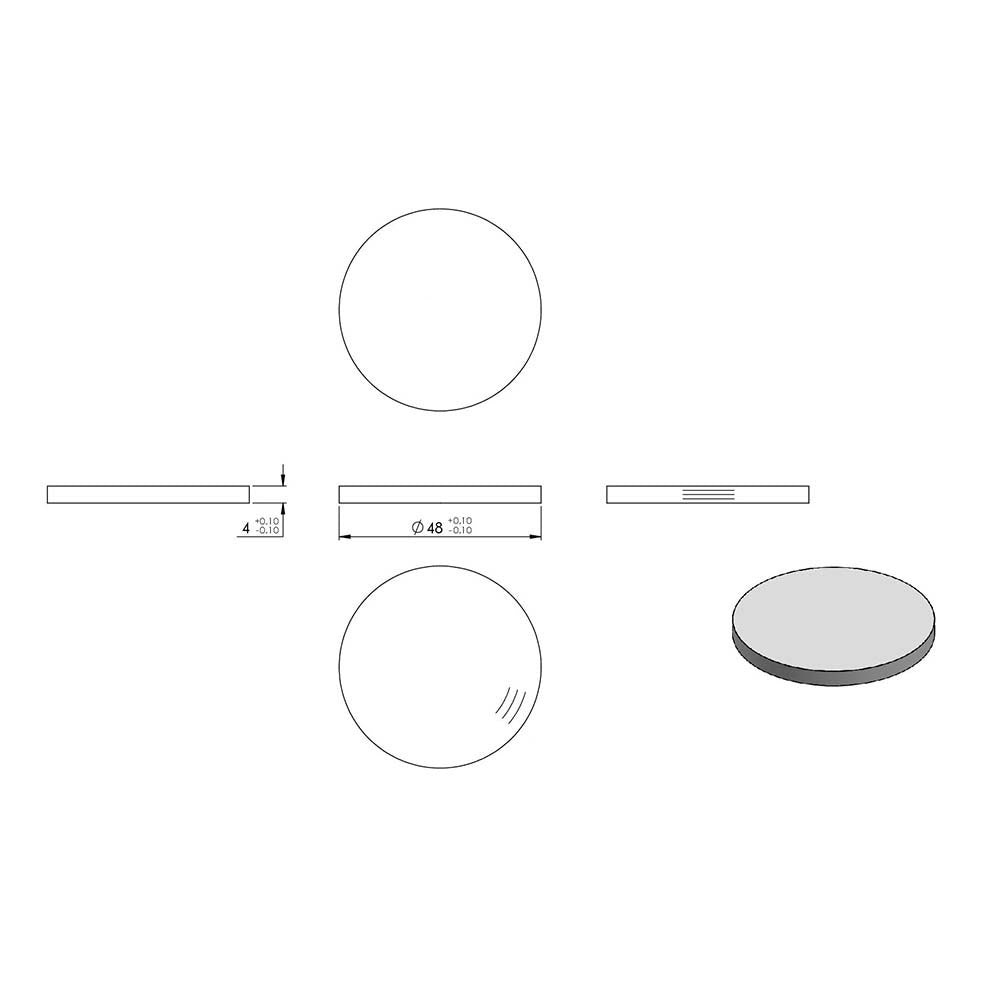 Ronde ø 48mm, Stärke 4mm, einseitig geschliffen, mit Rundschliff