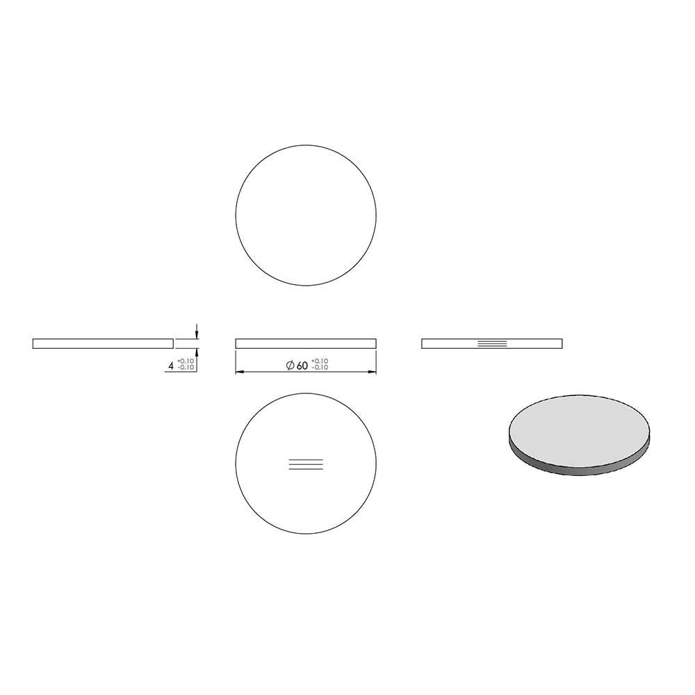 Ronde ø 60mm, Stärke 4mm, einseitig geschliffen, mit Längsschliff, in V4A