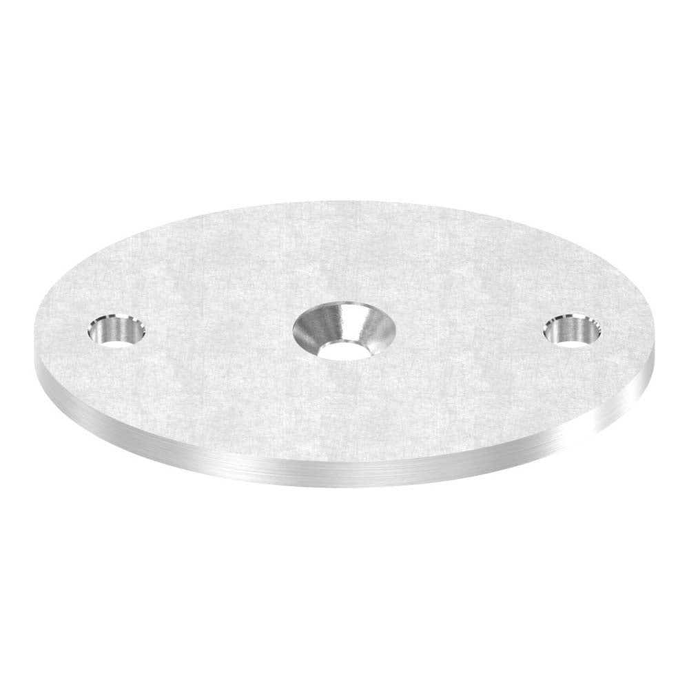 Ronde oval 70 x 55mm, Stärke 4mm, mit zwei ø6,5mm Bohrungen und ø 6,5mm Zentrierbohrung, mit Längsschliff