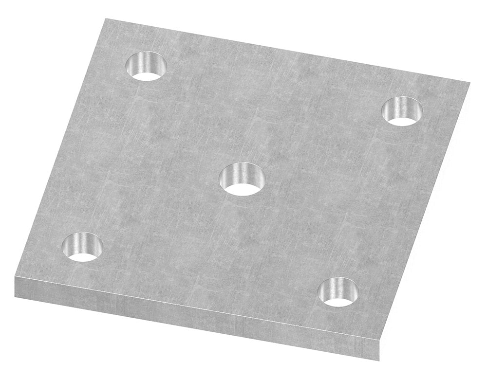 Ankerplatte 100 x 100mm, Stärke 8mm, mit vier ø 11mm Bohrungen und ø 12,5mm Mittelbohrung, Stahl roh