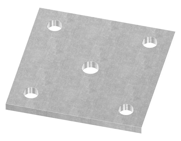 Ankerplatte 100 x 100mm, Stärke 6mm, mit vier ø 11mm Bohrungen und ø 12,5mm Mittelbohrung, Stahl roh
