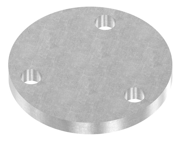 Ronde ø 100mm, Stärke 10mm, mit drei ø 13mm Bohrungen, gelasert, Stahl roh
