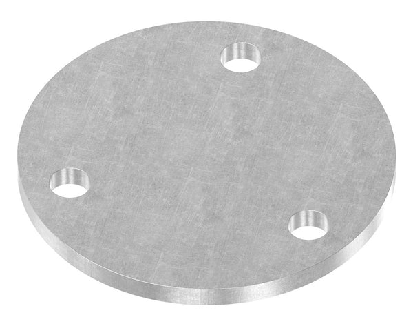 Ronde ø 100mm, Stärke 6mm, mit drei ø 11mm Bohrungen, gelasert, Stahl roh