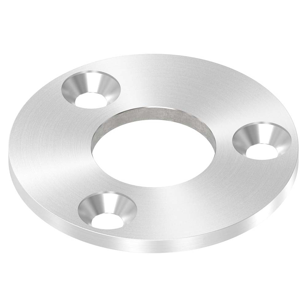 Ronde ø 100mm, Stärke 6mm, mit drei ø 11mm Senkbohrungen und mittiger ø 42,8mm Bohrung, mit Rundschliff