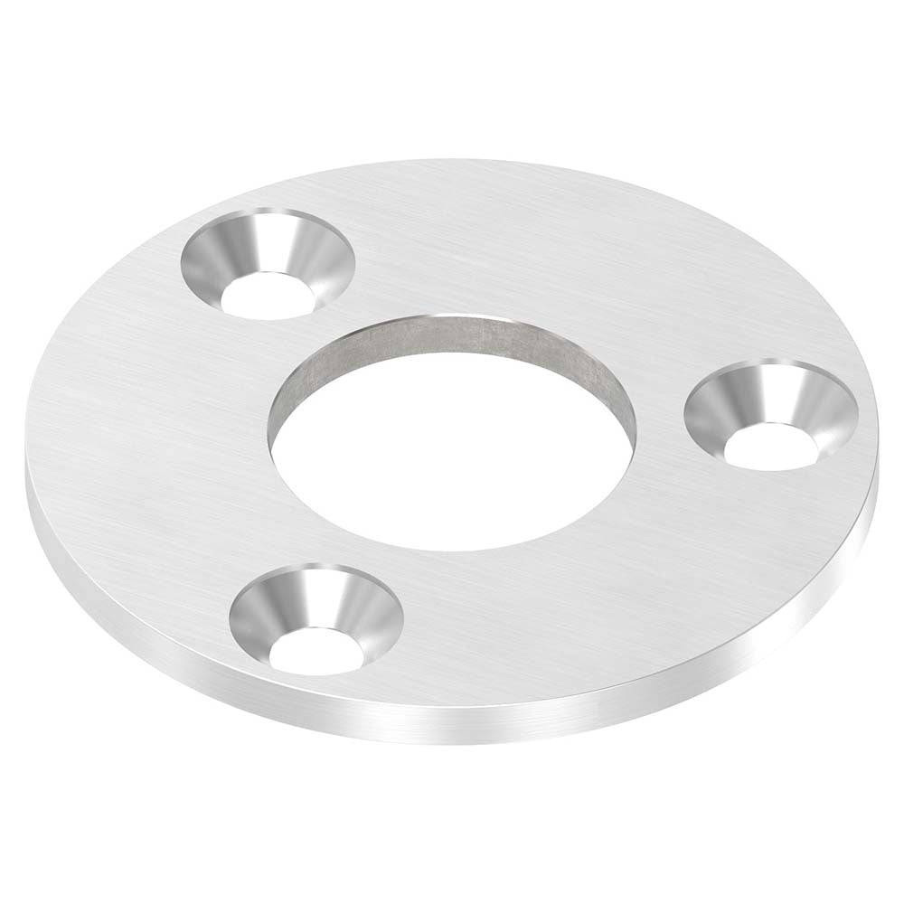 Ronde ø 100mm, Stärke 6mm, mit drei ø 11mm Senkbohrungen und mittiger ø 42,8mm Bohrung, mit Längsschliff