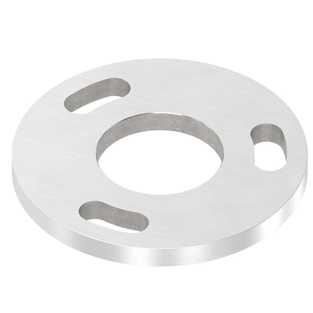 Ronde ø 100mm, Stärke 8mm, mit 3 Langlöchern 13 x 25mm und Mittelbohrung ø 42,8mm, mit Längsschliff