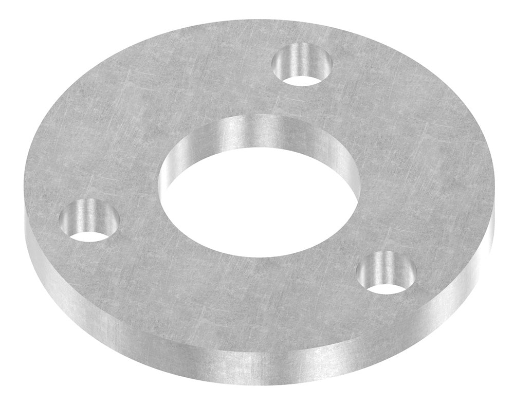 Ronde ø 100mm, Stärke 10mm, mit drei ø 13mm Bohrungen und ø 43mm Mittelbohrung, gelasert, Stahl roh