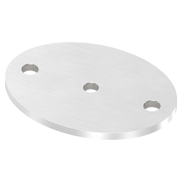 Ronde oval ø 120 x 88mm, Stärke 6mm, mit zwei ø 11mm und einer ø 10mm Mittel-Bohrungen, einseitig geschliffen, mit Längsschliff