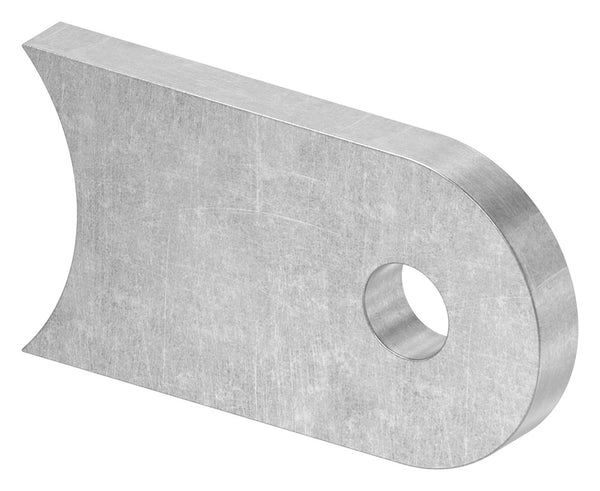 Anschweißlasche 50 x 30mm, Stärke 6mm, mit ø 9mm Rundloch, Anschluss 42,4mm, gelasert, Stahl roh