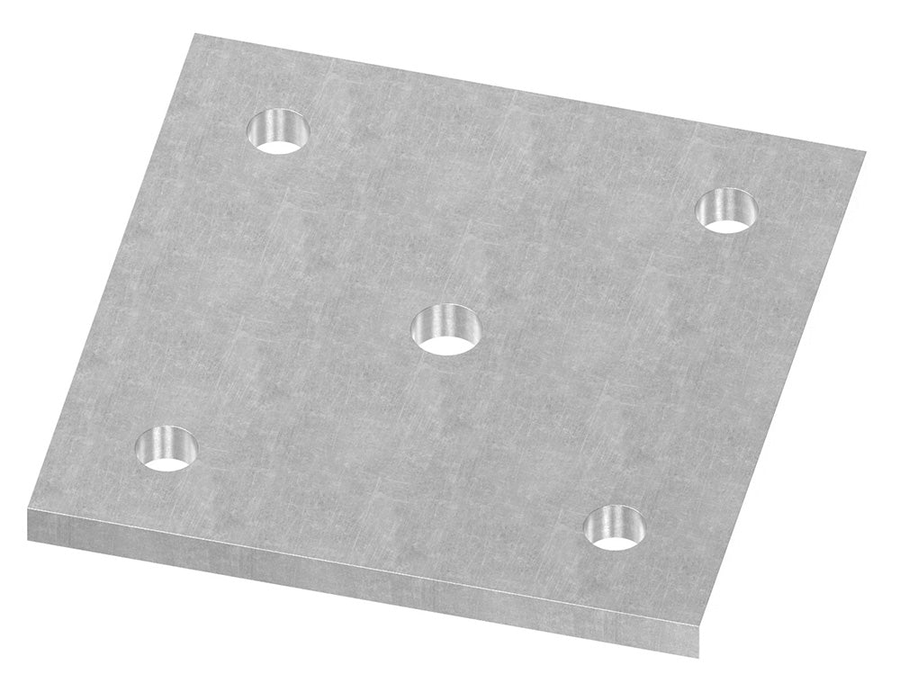 Ankerplatte 120 x 120mm, Stärke 8mm, mit vier ø 13mm Bohrungen und ø 12,5mm Mittelbohrung, Stahl roh