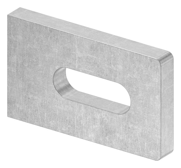 Anschweißlasche 50 x 30mm, Stärke 6mm, mit 9 x 25mm Langloch, Anschluss flach, Stahl roh
