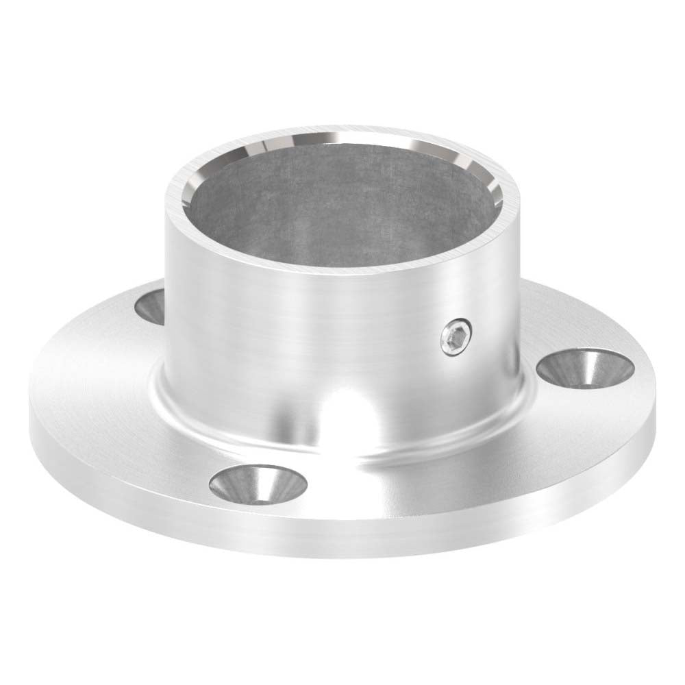 Wandflansch/Bodenanker, Platte ø 70 x 5mm, Höhe 25mm, für Rohr ø 33,7mm mit Madenschraube seitlich
