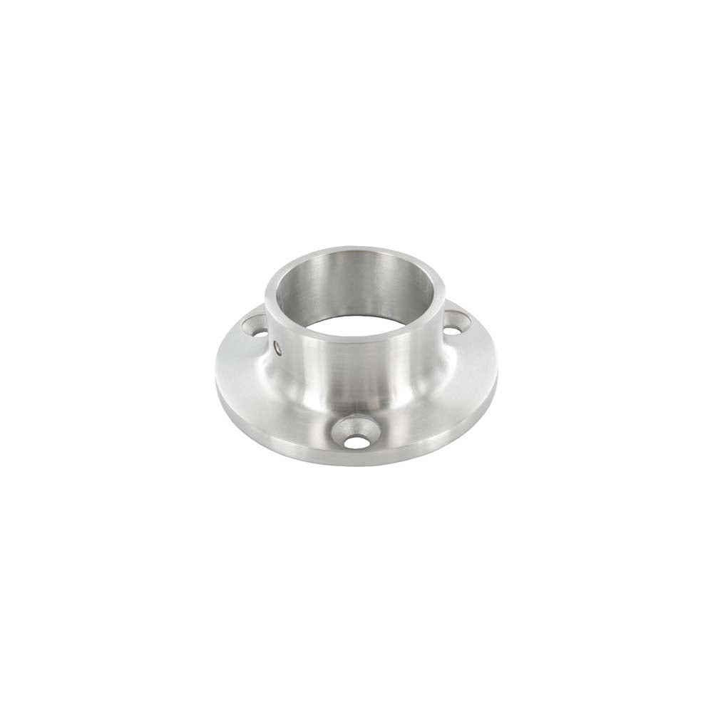 Wandflansch/Bodenanker, Platte ø 80 x 5mm, Höhe 27.5mm, für Rohr ø 42,4mm mit Madenschraube seitlich, in V4A