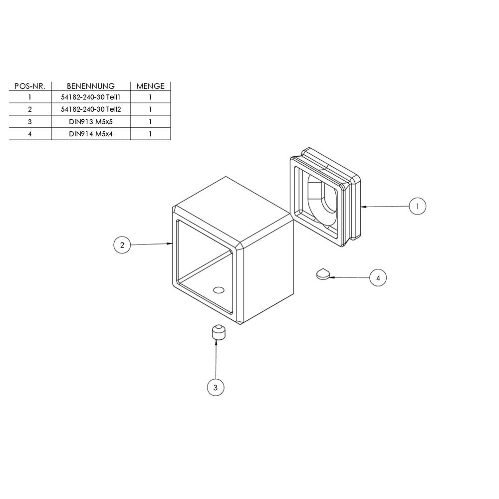 Wandbefestigung, für Rohr 30 x 30mm