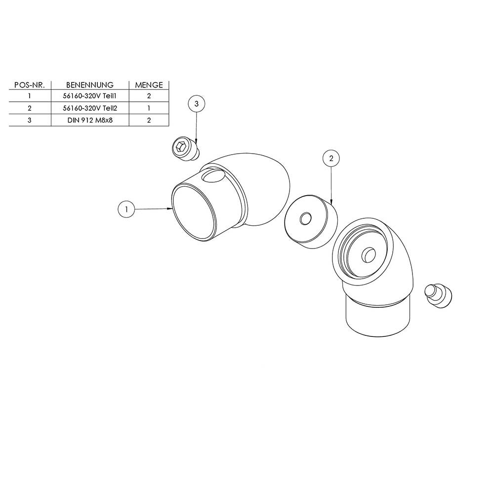 Rohrbogen 90°, stufenlos verstellbar, für Rohr 42,4 x 2,0mm