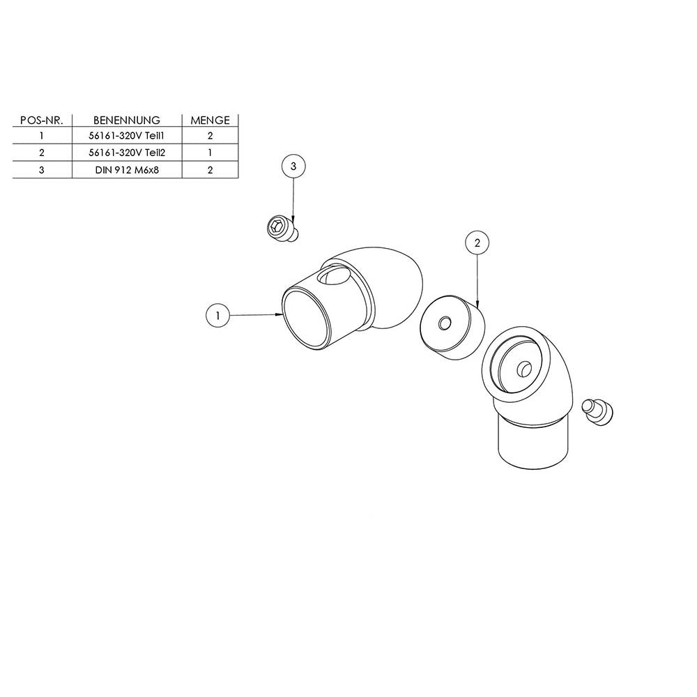 Rohrbogen 90°, stufenlos verstellbar, für Rohr 33,7 x 2,0mm