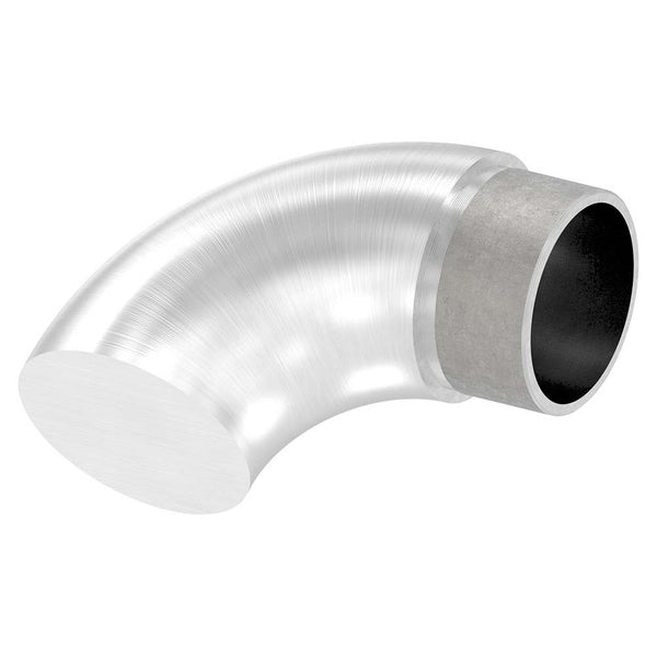 V4A Endbogen 90°, flacher Abschluss, zum Stecken und Kleben, für Rohr 42,4 x 2,0mm