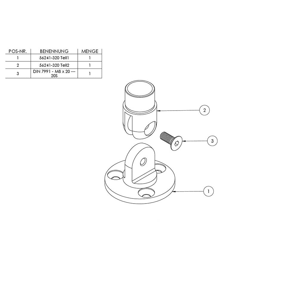 Wandhalter flexibel zum Stecken und Kleben, für Rohr 33,7 x 2,0 mm