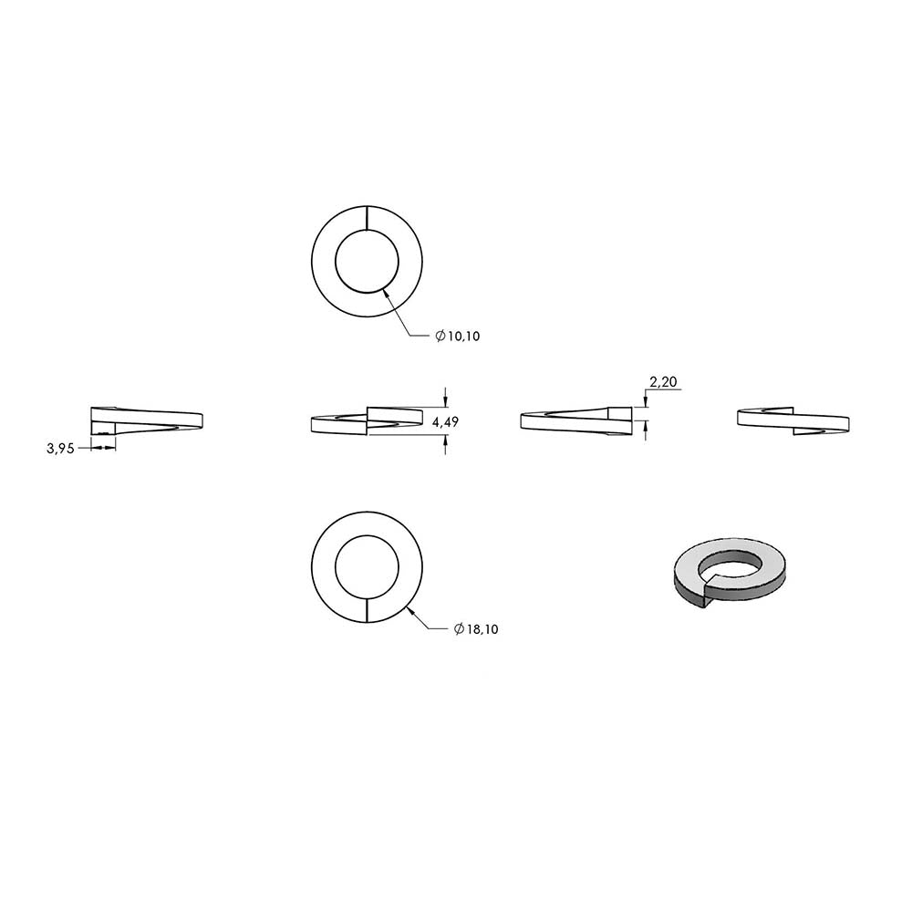 Federring, M10, DIN 127, 10er Pack