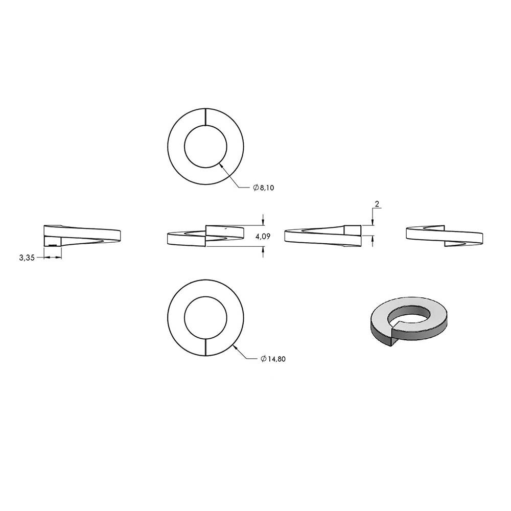 Federring, M8, DIN 127, 10er Pack