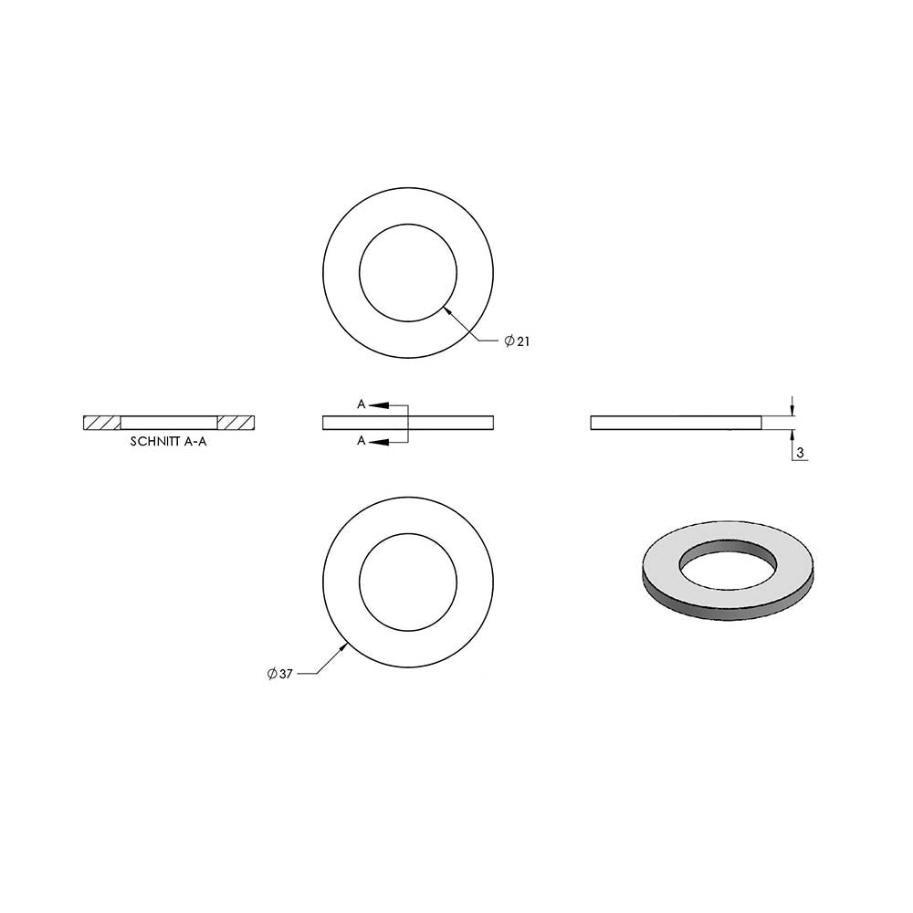 Beilagscheibe, M20, DIN 125-1, 10er Pack