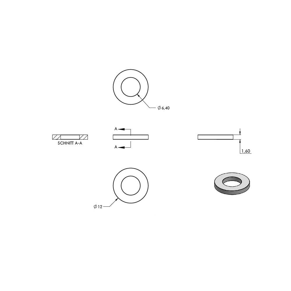 Beilagscheibe, M6, DIN 125-1, 10er Pack