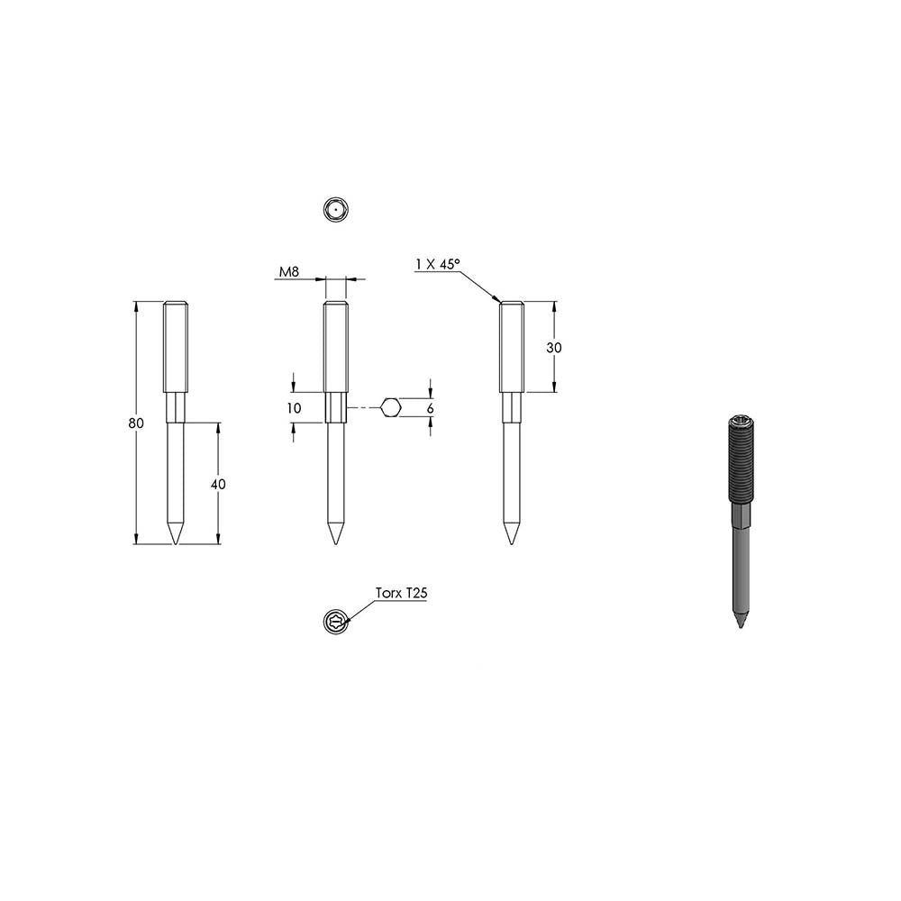 Stahl verzinkte Stockschraube, M8 x 80mm, 10er Pack