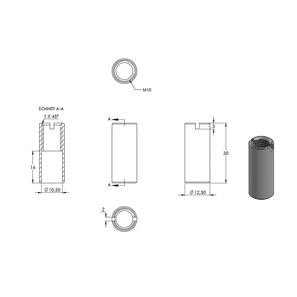 Rampa-Muffe, M10 x 30mm, 10er Pack